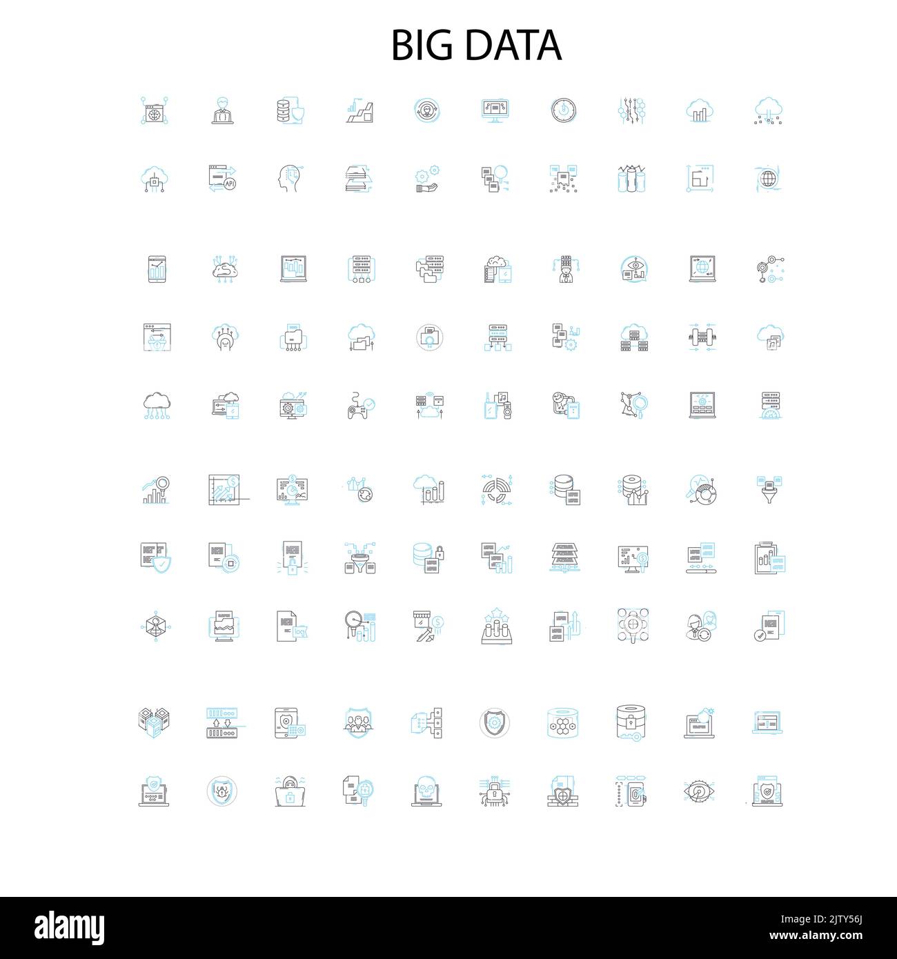 big data icons, signs, outline symbols, concept linear illustration line collection Stock Vector