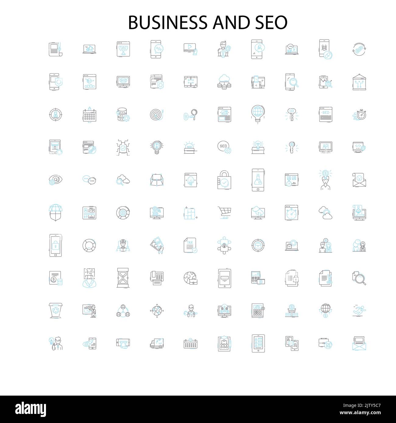 business and seo icons, signs, outline symbols, concept linear illustration line collection Stock Vector