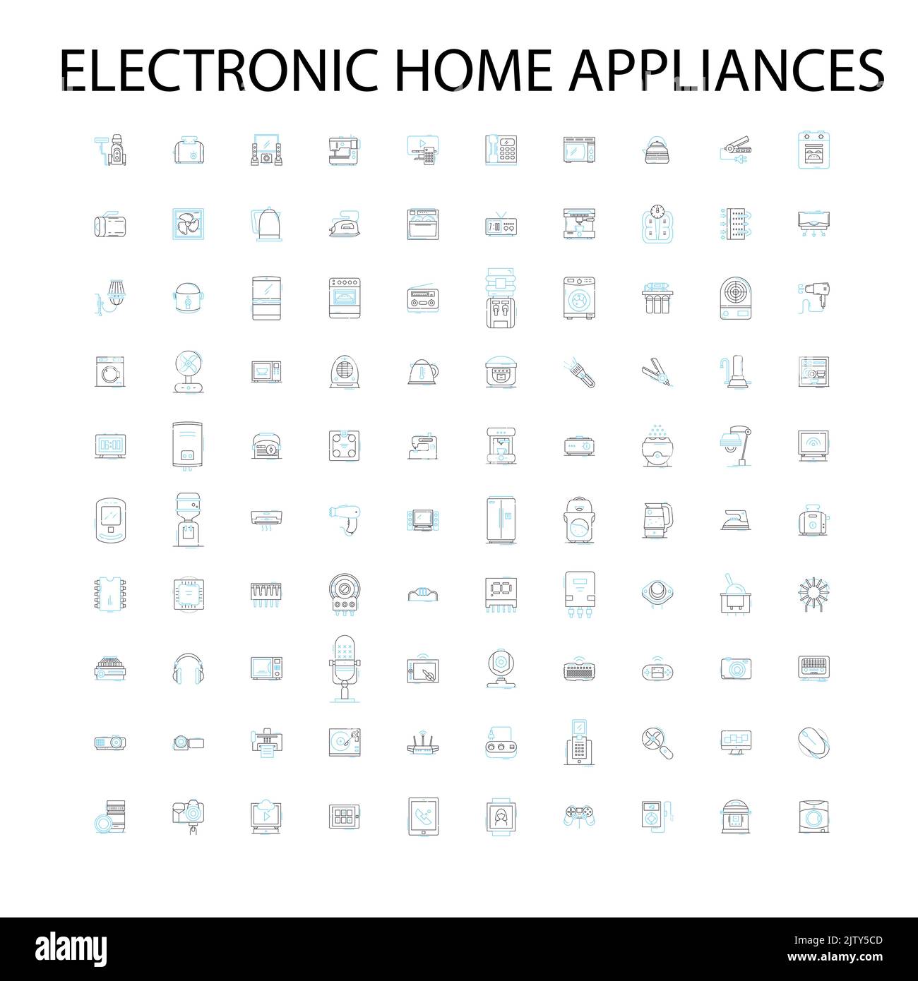 electronic and home appliances icons, signs, outline symbols, concept linear illustration line collection Stock Vector