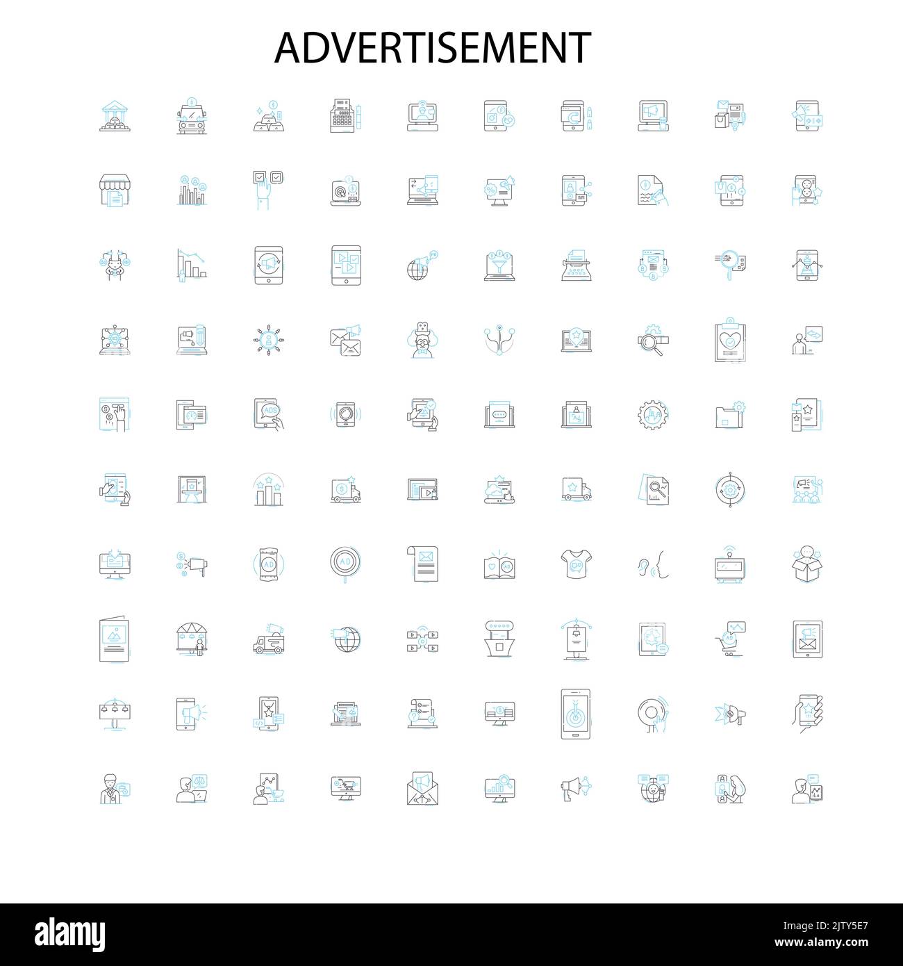 advertisement icons, signs, outline symbols, concept linear ...