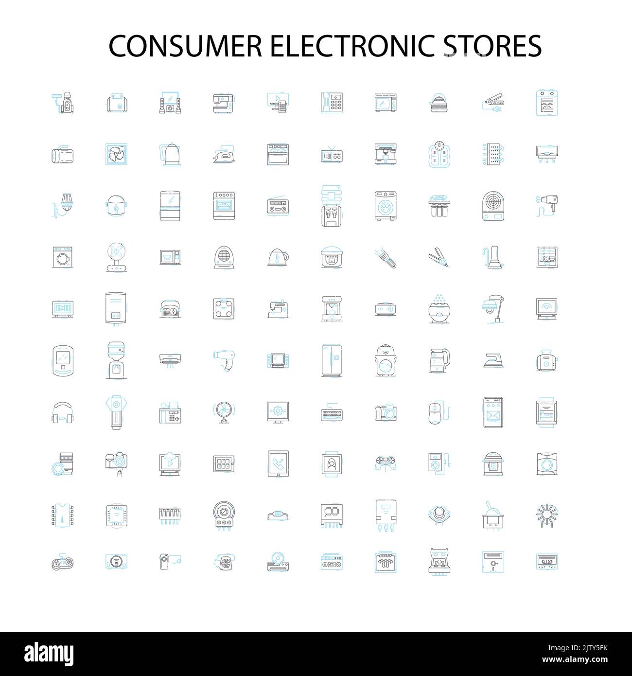 consumer electronic stores icons, signs, outline symbols, concept linear illustration line collection Stock Vector