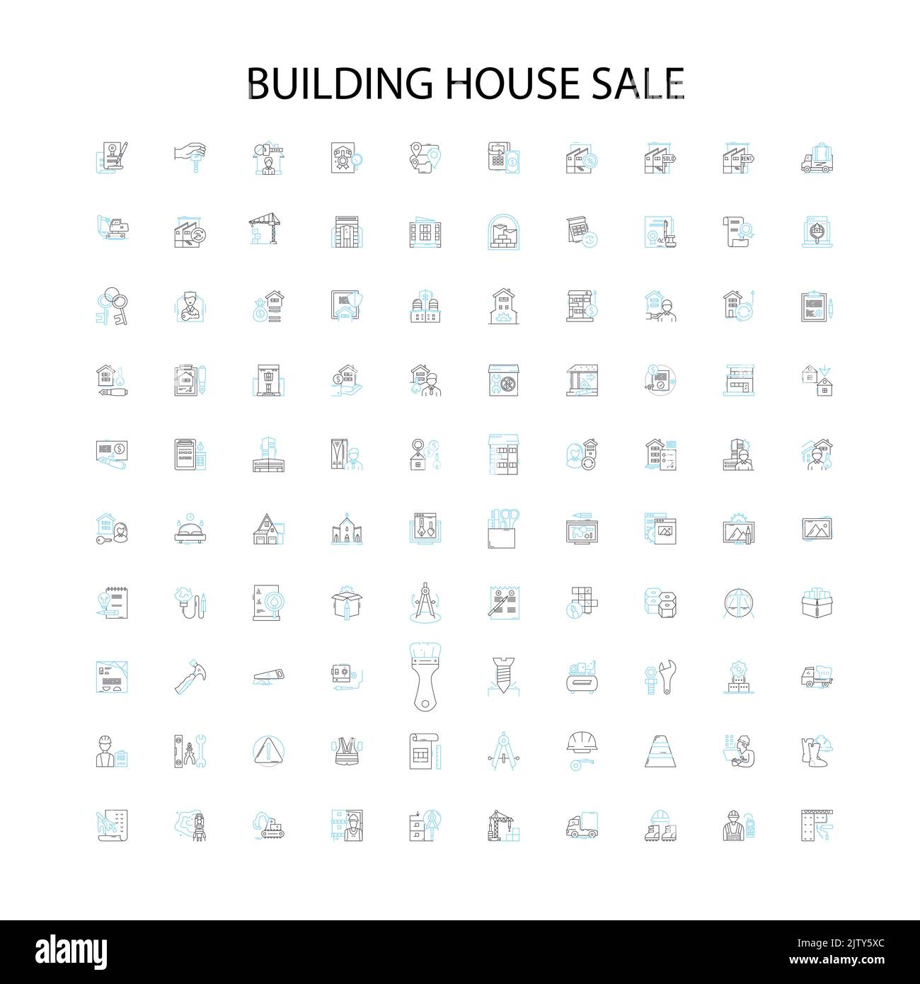 building house sale icons, signs, outline symbols, concept linear