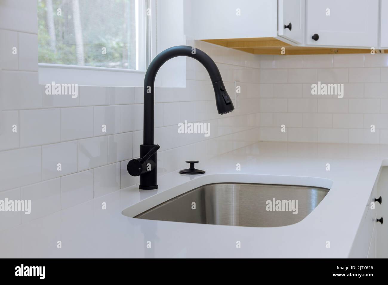 Home improvement with installed new kitchen view water tap