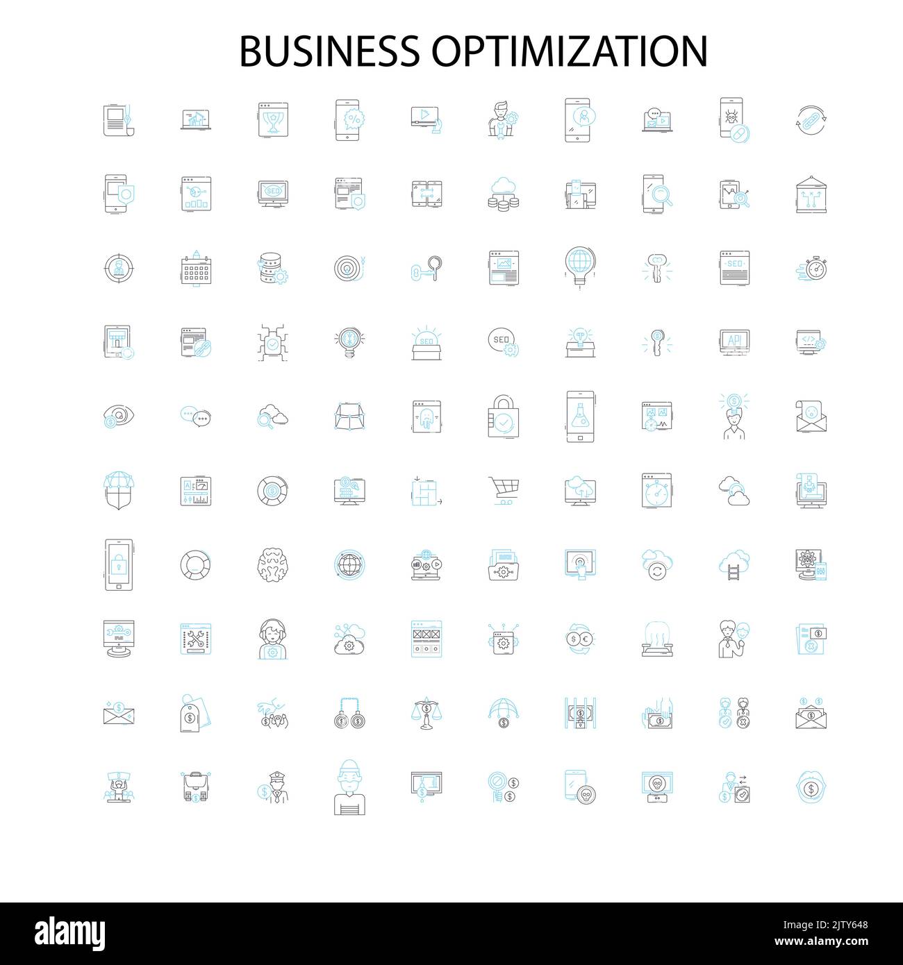 business optimization icons, signs, outline symbols, concept linear ...
