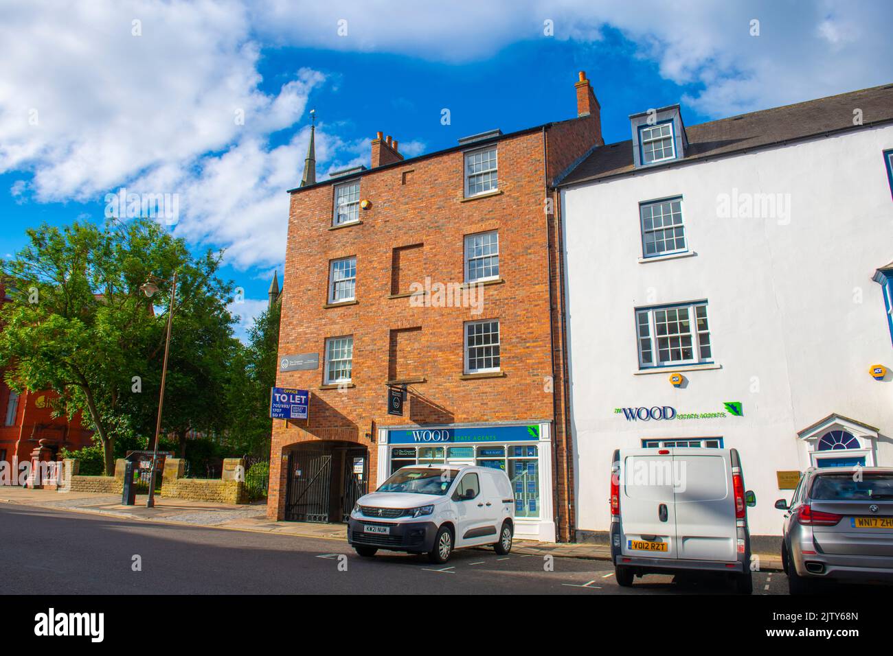 Historic commercial buildings on Old Elvet Street in historic city