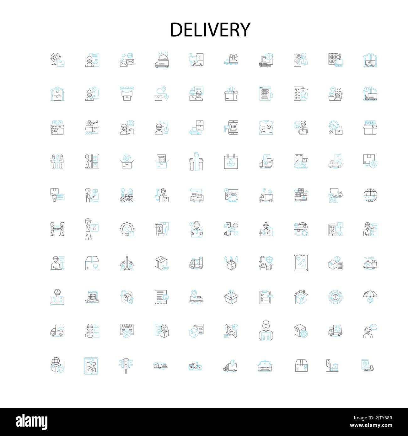 delivery icons, signs, outline symbols, concept linear illustration line collection Stock Vector