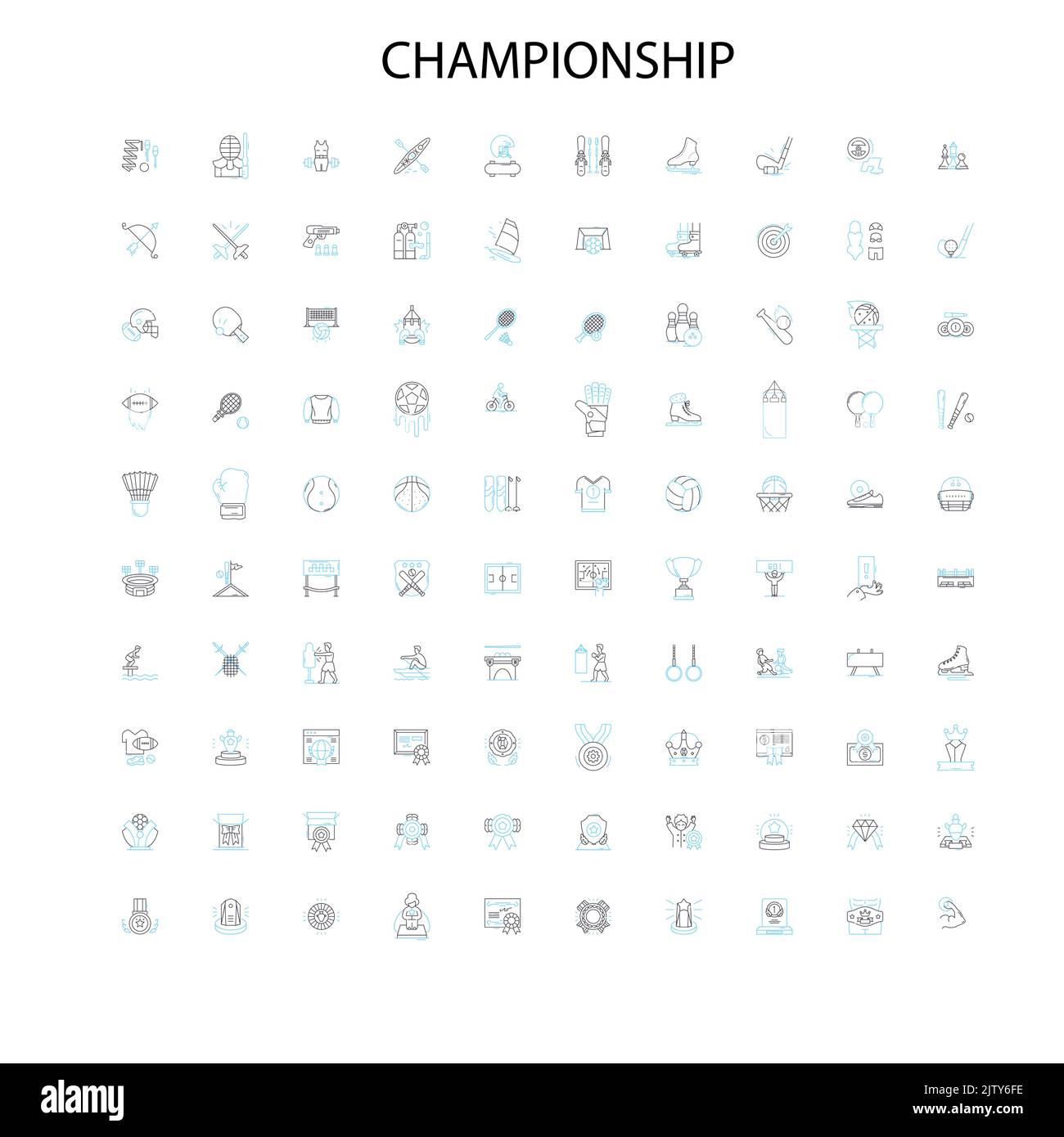 championship icons, signs, outline symbols, concept linear illustration line collection Stock Vector