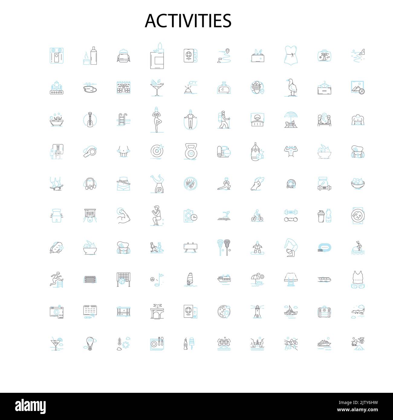 activities concept icons, signs, outline symbols, concept linear illustration line collection Stock Vector