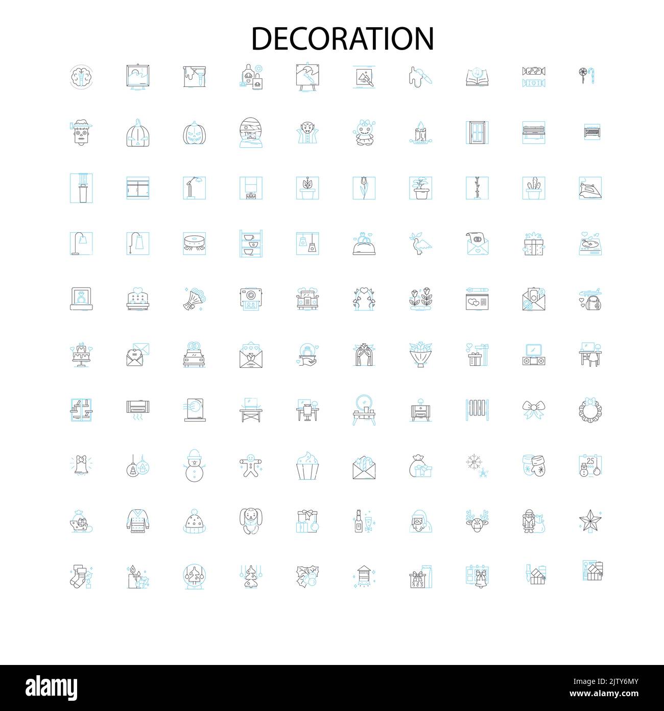 decoration icons, signs, outline symbols, concept linear illustration line collection Stock Vector