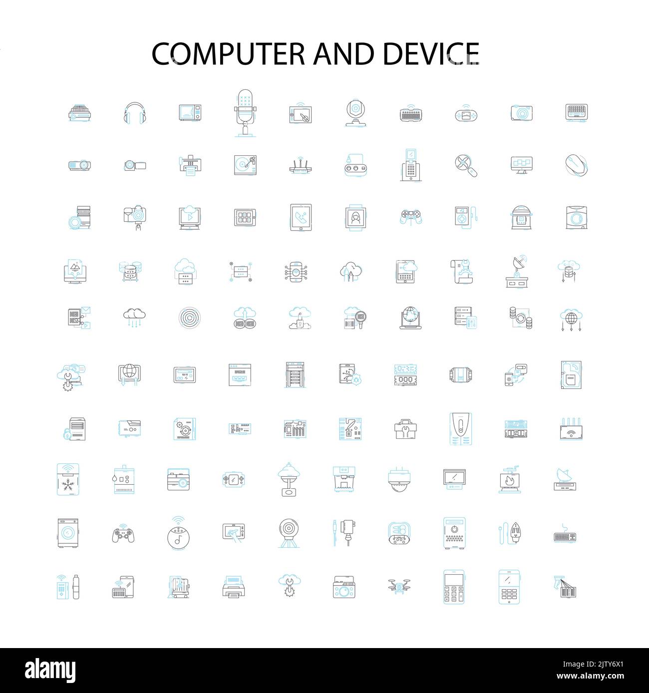 computer and device icons, signs, outline symbols, concept linear