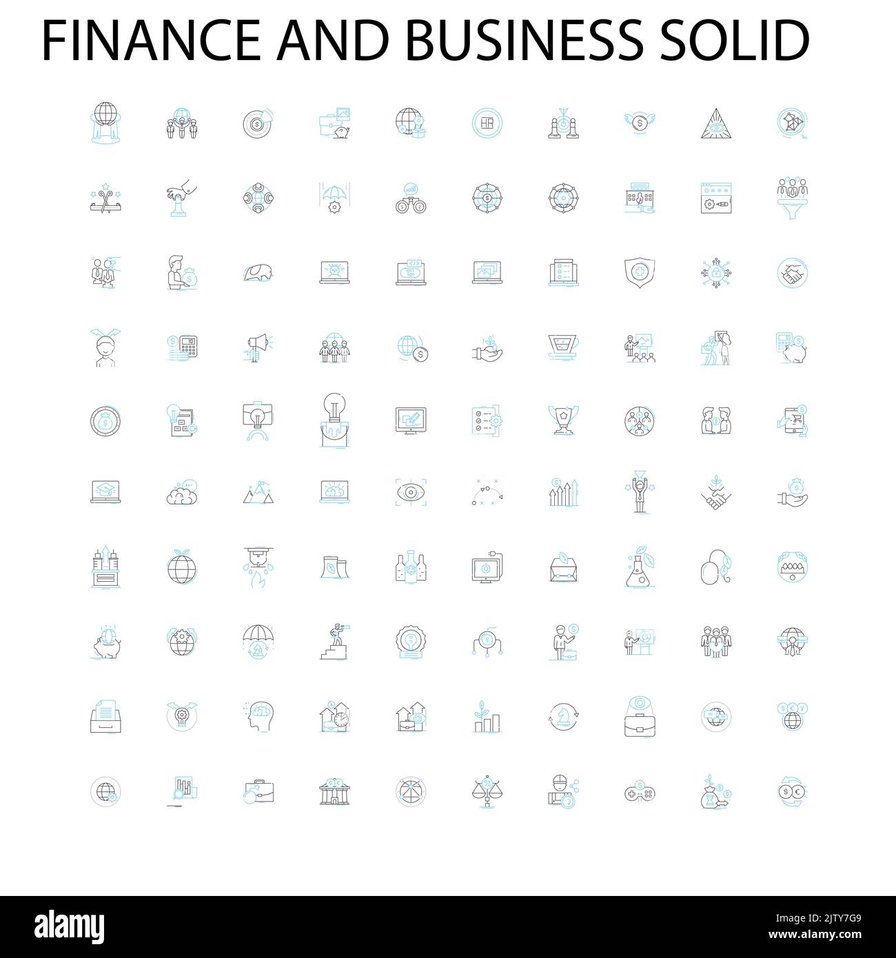 finance and business solid icons, signs, outline symbols, concept linear illustration line collection Stock Vector