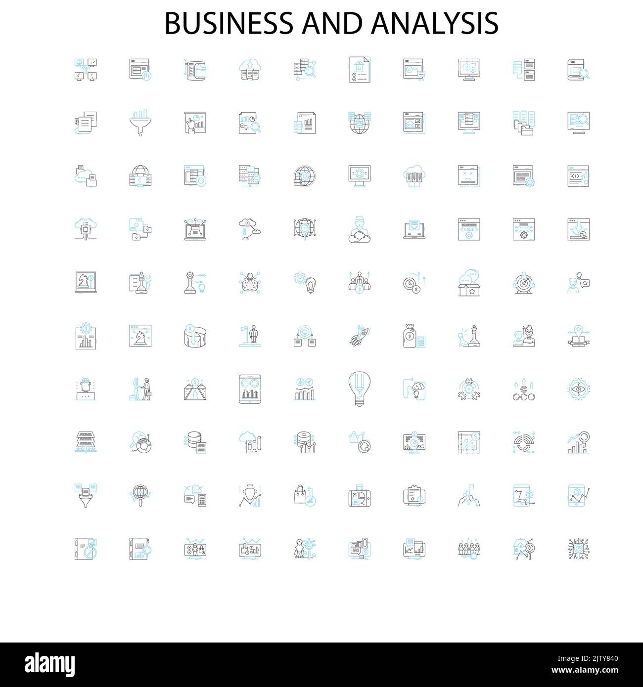 business and analysis concept icons, signs, outline symbols, concept linear illustration line collection Stock Vector