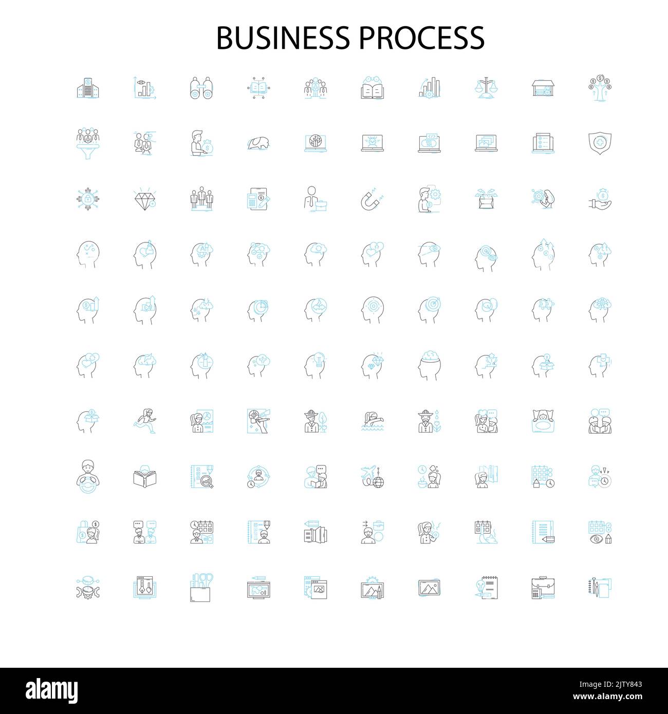 business process icons, signs, outline symbols, concept linear ...