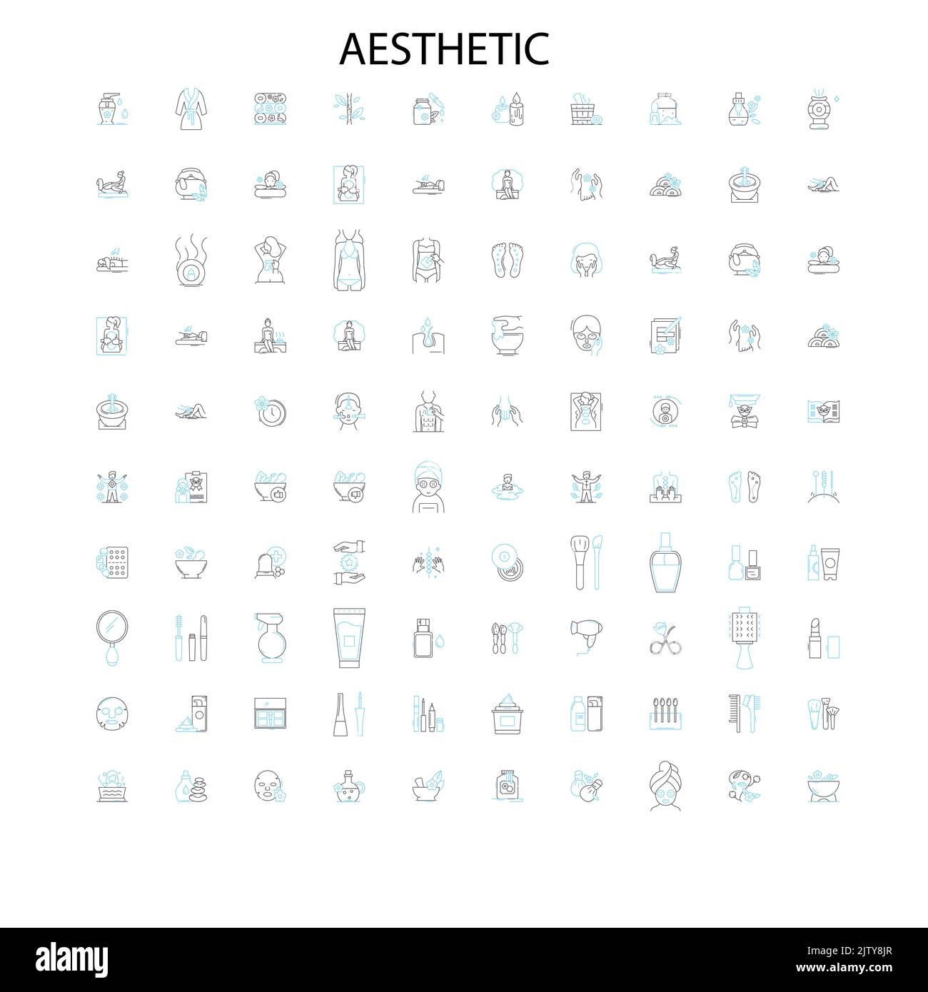 aesthetic icons, signs, outline symbols, concept linear illustration line collection Stock Vector