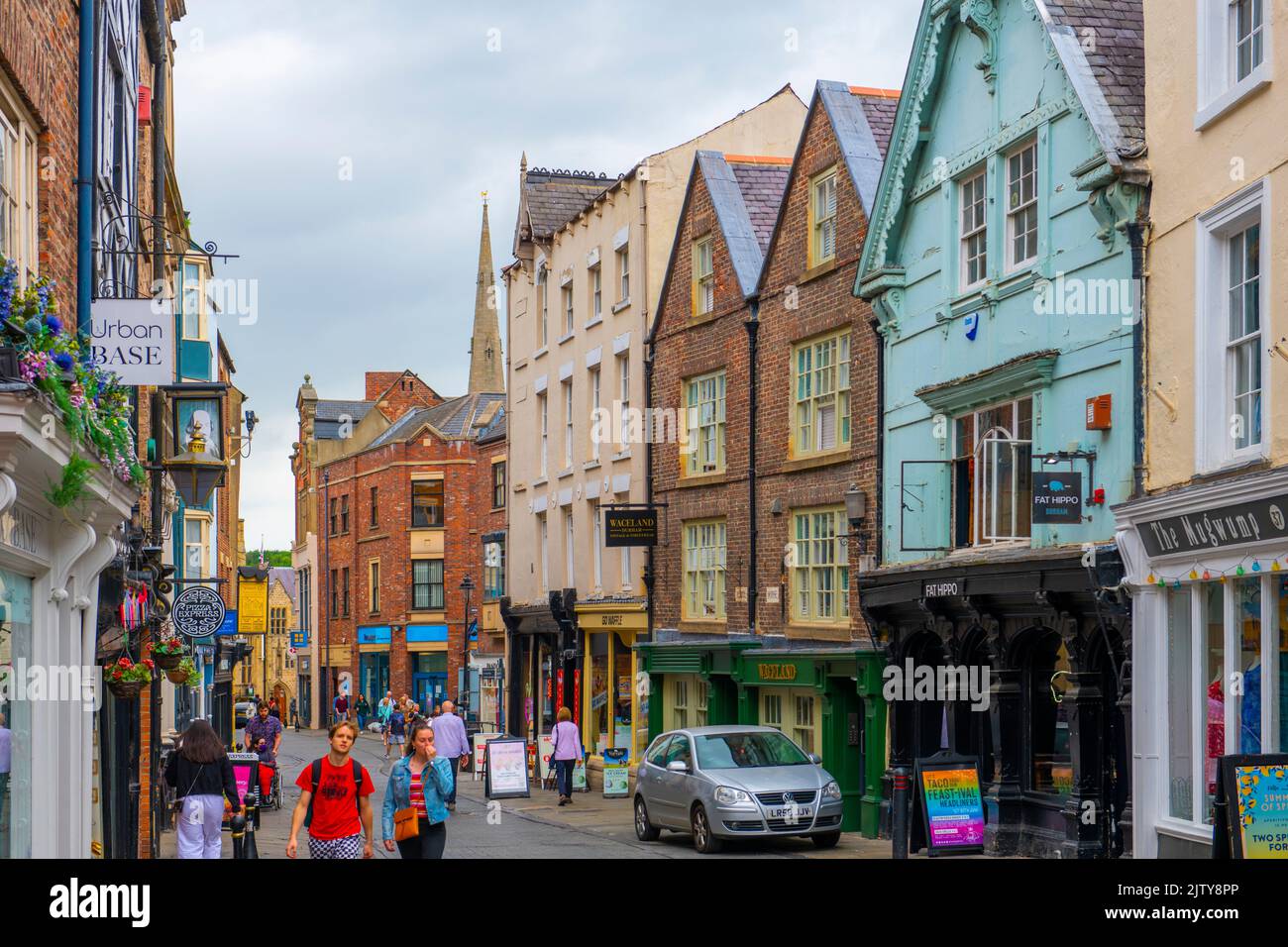 Historic commercial buildings on Saddler Street in historic city center ...