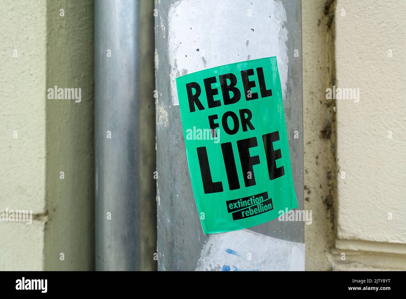 Sticker of extinction rebellion in Berlin Stock Photo