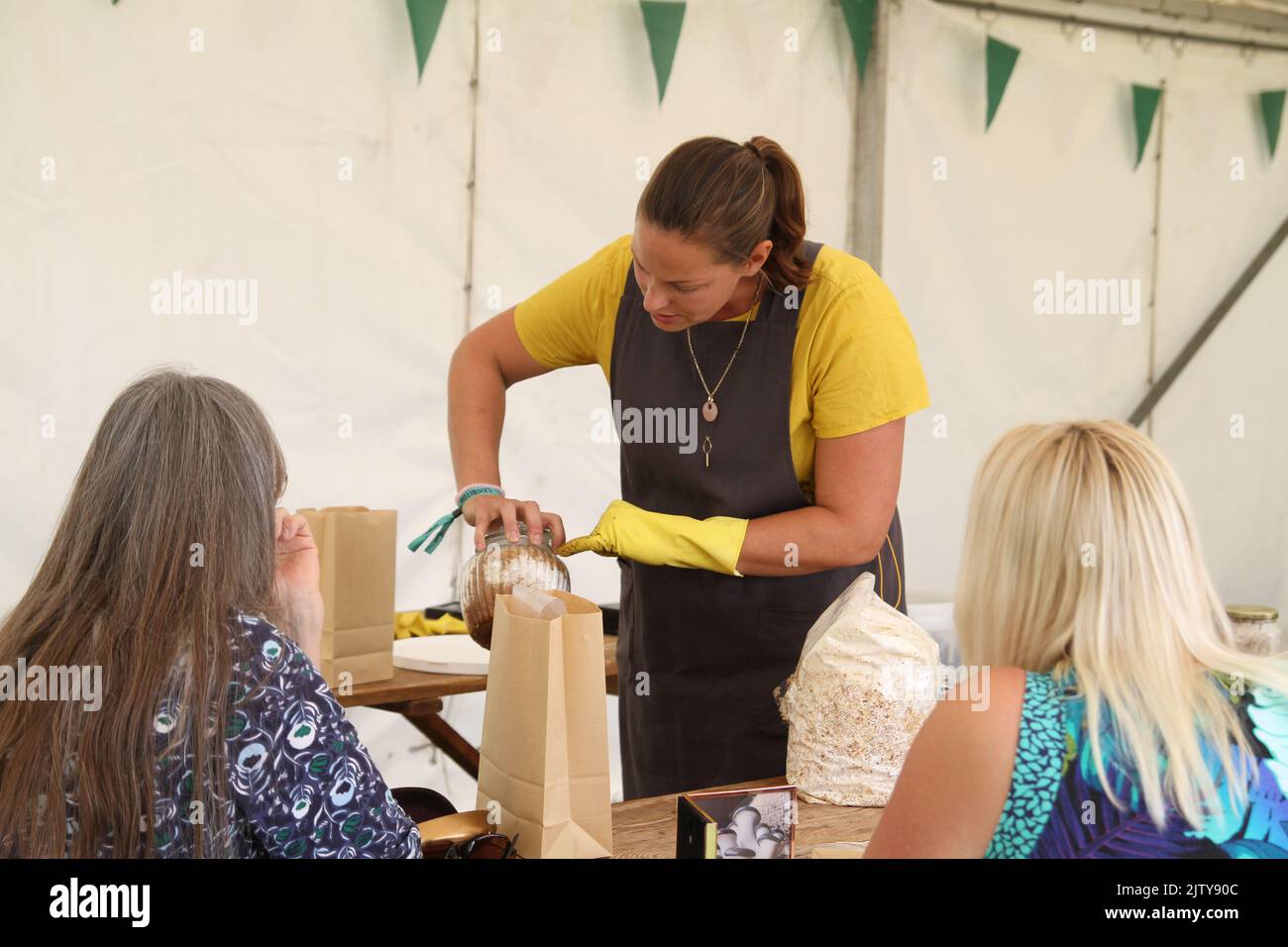 Saffron Walden, UK. 02nd Sep 2022. The first ever BBC Gardeners' World Autumn Fair is taking place at Audley End House in Essex. Workshop on how to grow Oyster mushrooms run by the Sussex-based Caley Brothers. Credit: Eastern Views/Alamy Live News Stock Photo