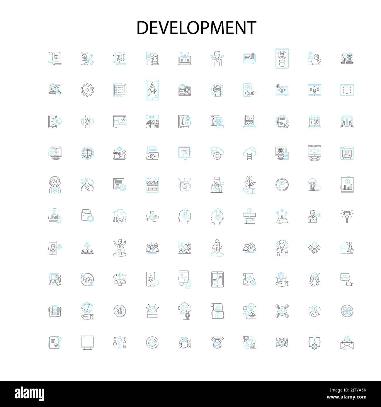 development icons, signs, outline symbols, concept linear illustration line collection Stock Vector