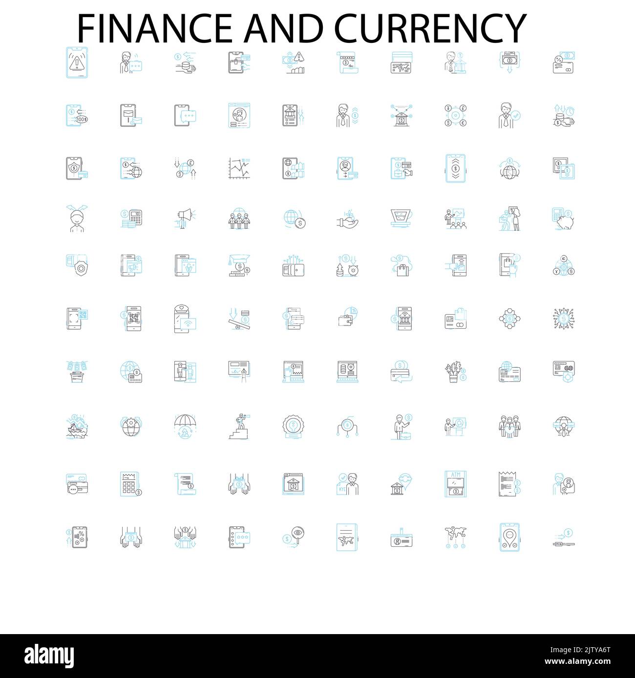 finance and currency icons, signs, outline symbols, concept linear illustration line collection Stock Vector