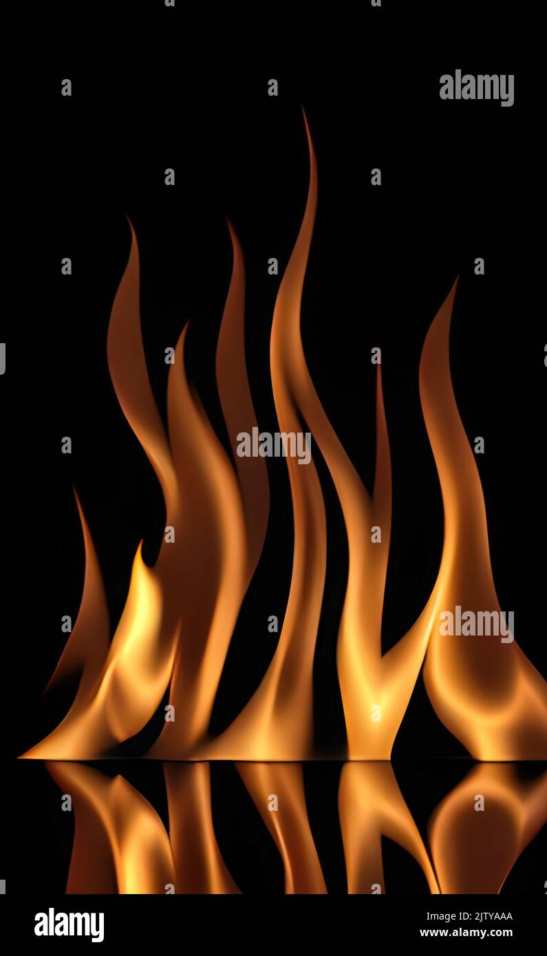 The fire flames vector illustration against a black background Stock ...