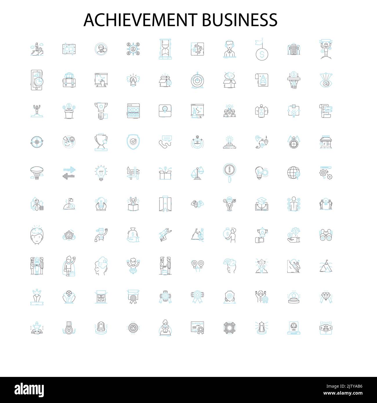 achievement business icons, signs, outline symbols, concept linear illustration line collection Stock Vector