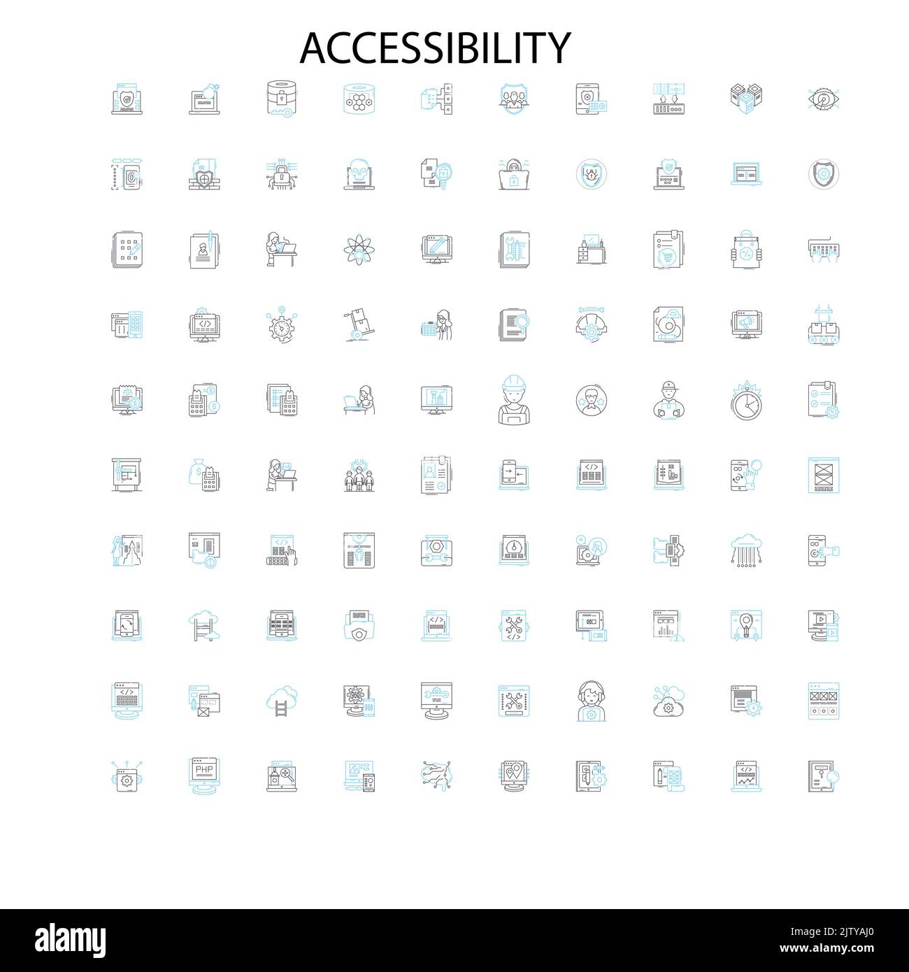 accessibility icons, signs, outline symbols, concept linear illustration line collection Stock Vector