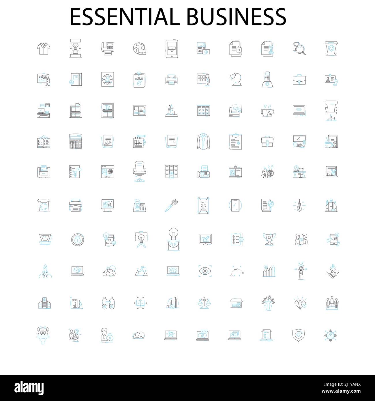 essential business icons, signs, outline symbols, concept linear illustration line collection Stock Vector