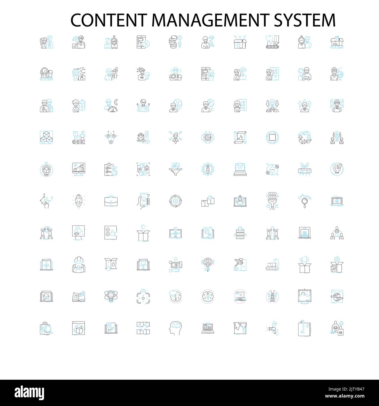 content management system icons, signs, outline symbols, concept linear illustration line collection Stock Vector