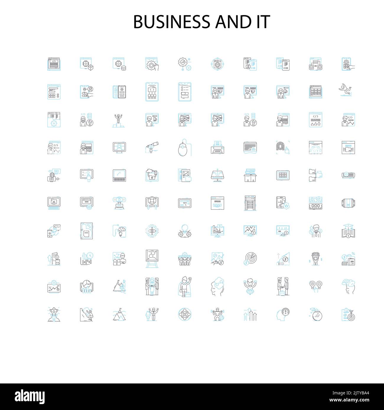 business and it icons, signs, outline symbols, concept linear illustration line collection Stock Vector
