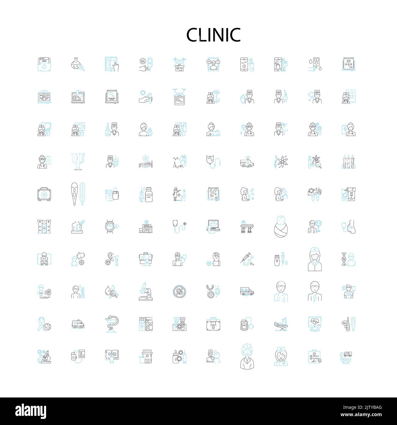 clinic icons, signs, outline symbols, concept linear illustration line collection Stock Vector