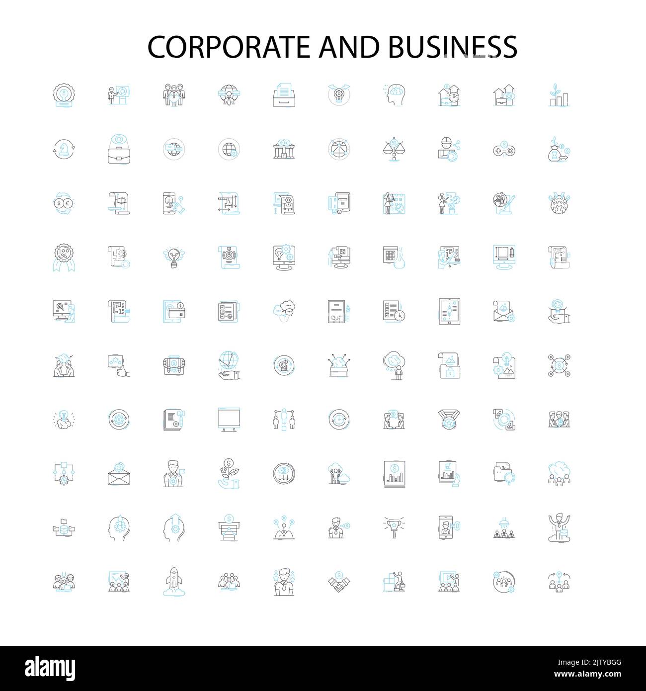 corporate and business icons, signs, outline symbols, concept linear illustration line collection Stock Vector