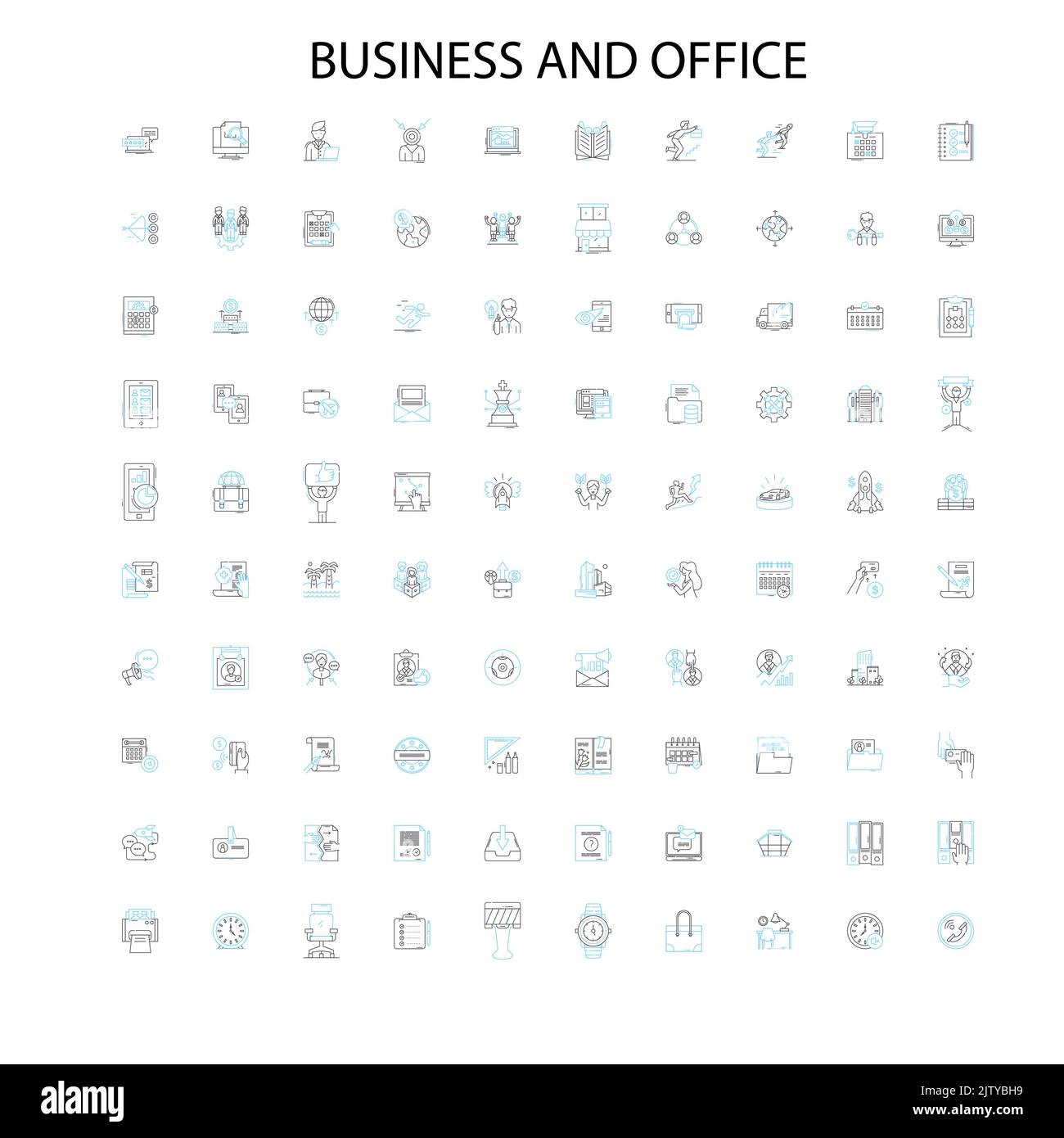 business and office icons, signs, outline symbols, concept linear illustration line collection Stock Vector