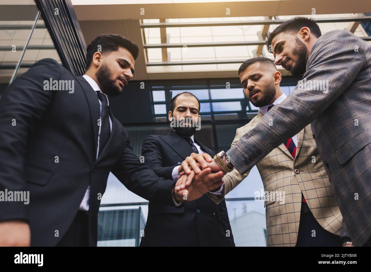 International business team of successful people celebrating victory