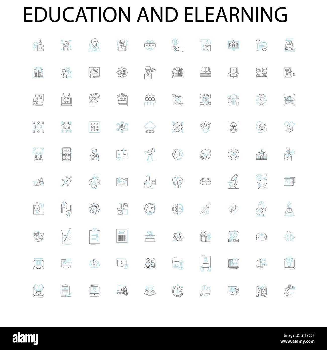 education and elearning icons, signs, outline symbols, concept linear illustration line collection Stock Vector