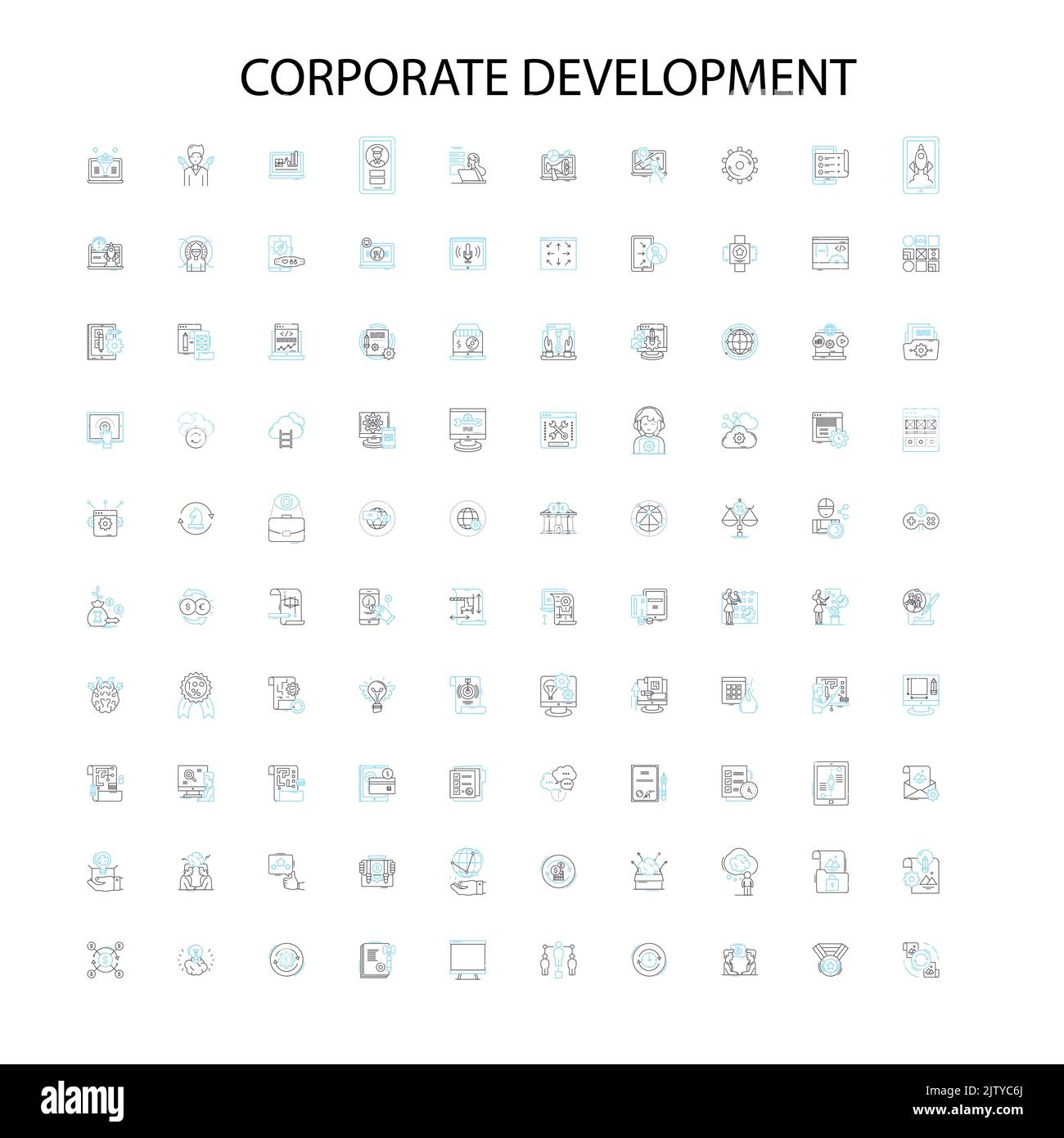 corporate development icons, signs, outline symbols, concept linear ...