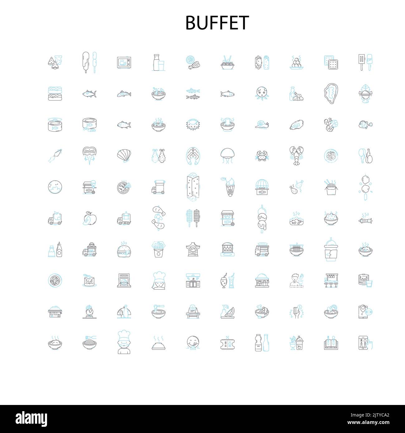 buffet icons, signs, outline symbols, concept linear illustration line