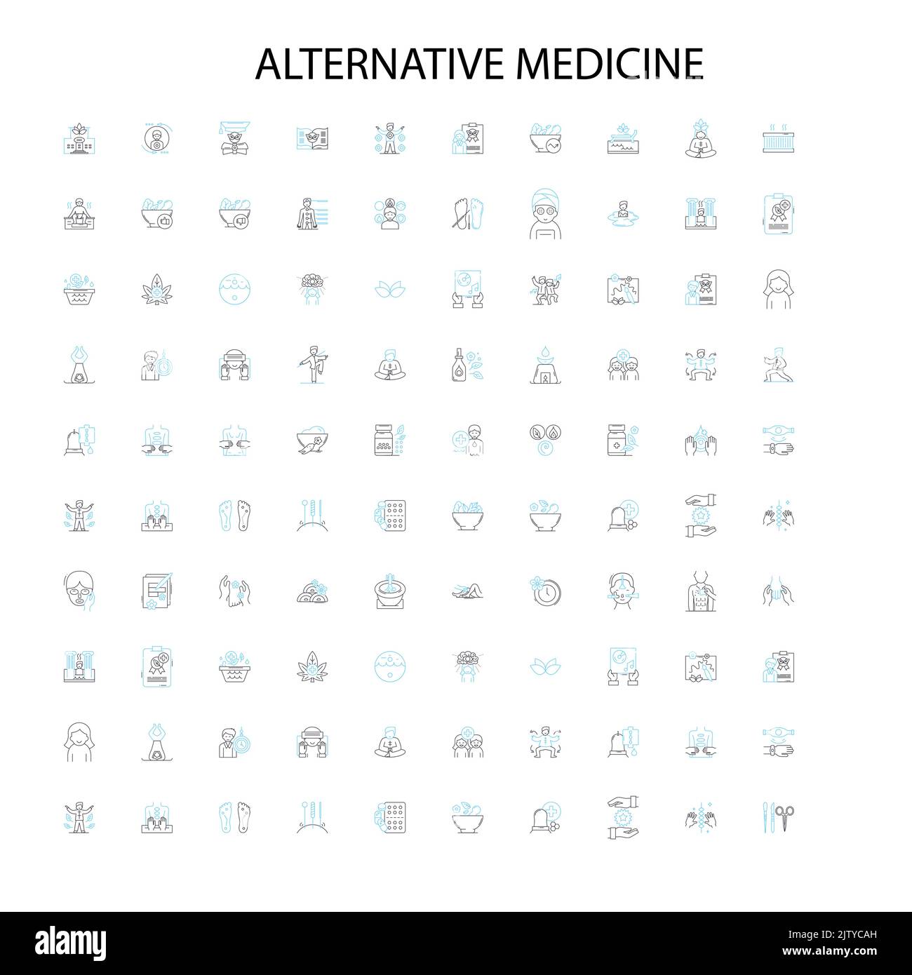 alternative medicine icons, signs, outline symbols, concept linear illustration line collection Stock Vector
