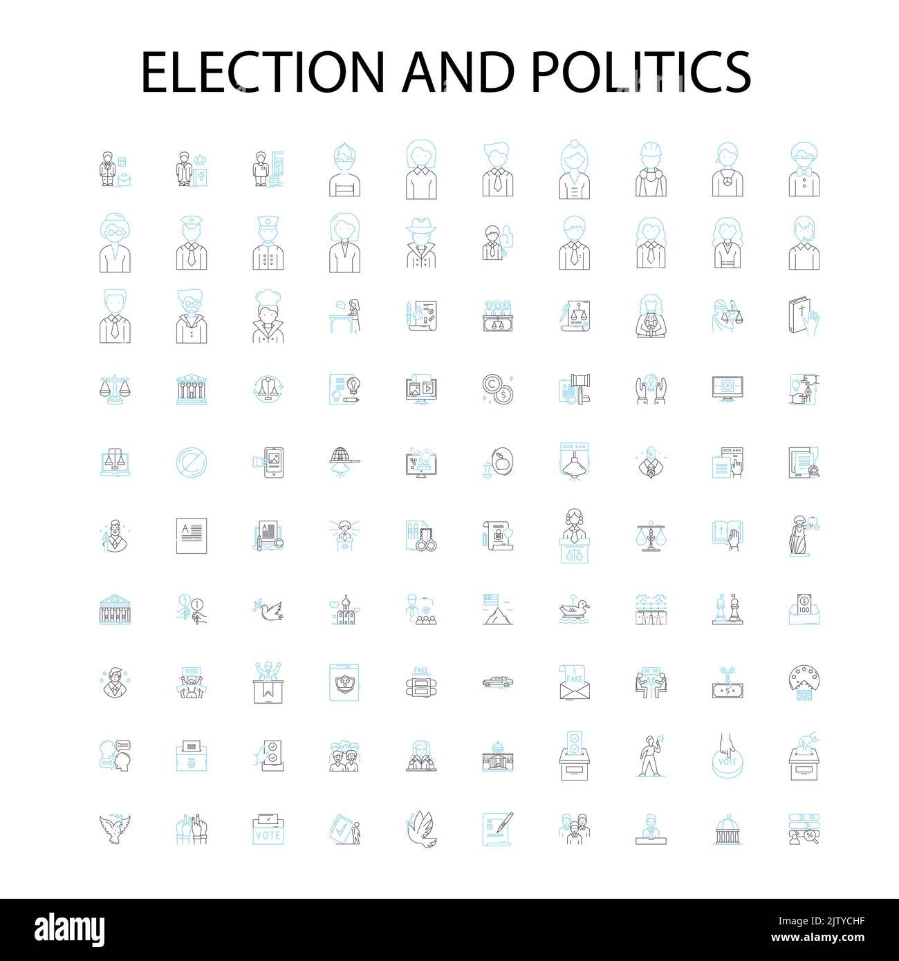 election world icons, signs, outline symbols, concept linear illustration line collection Stock Vector