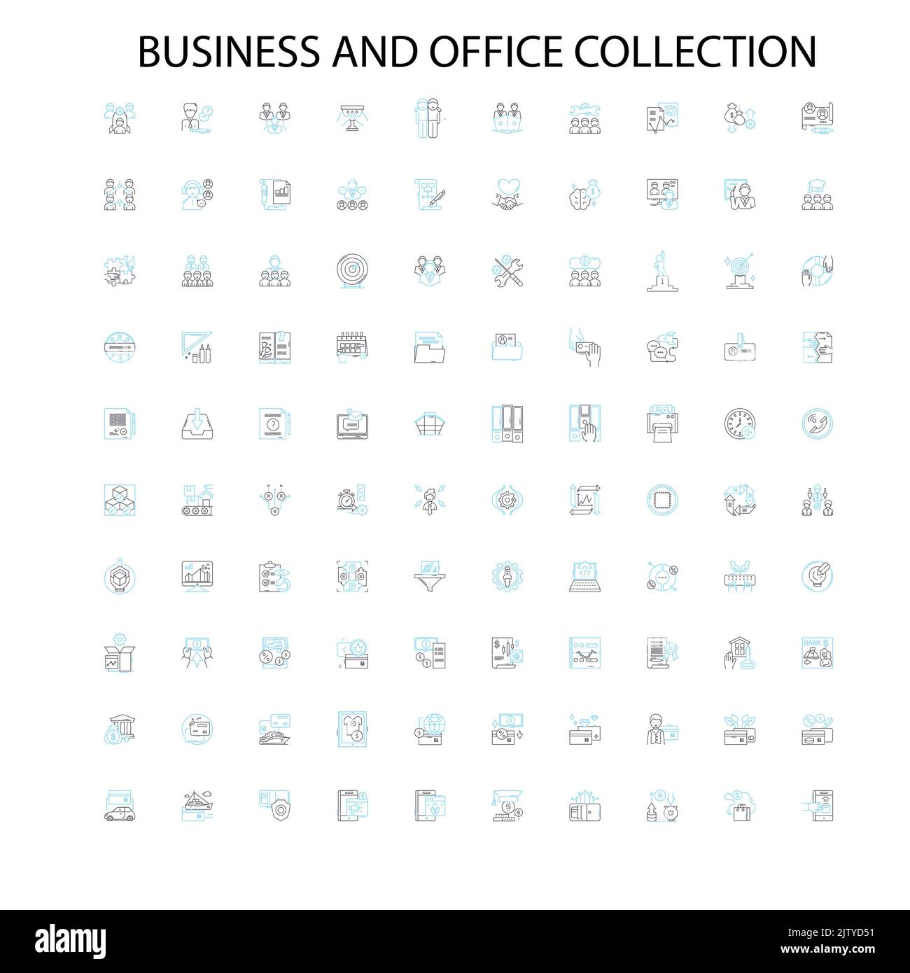 business and office collection icons, signs, outline symbols, concept linear illustration line collection Stock Vector