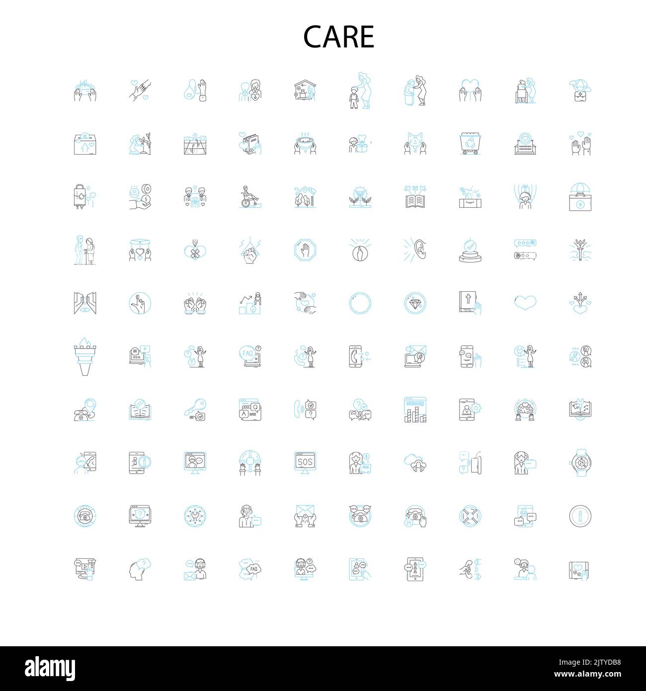 care icons, signs, outline symbols, concept linear illustration line collection Stock Vector