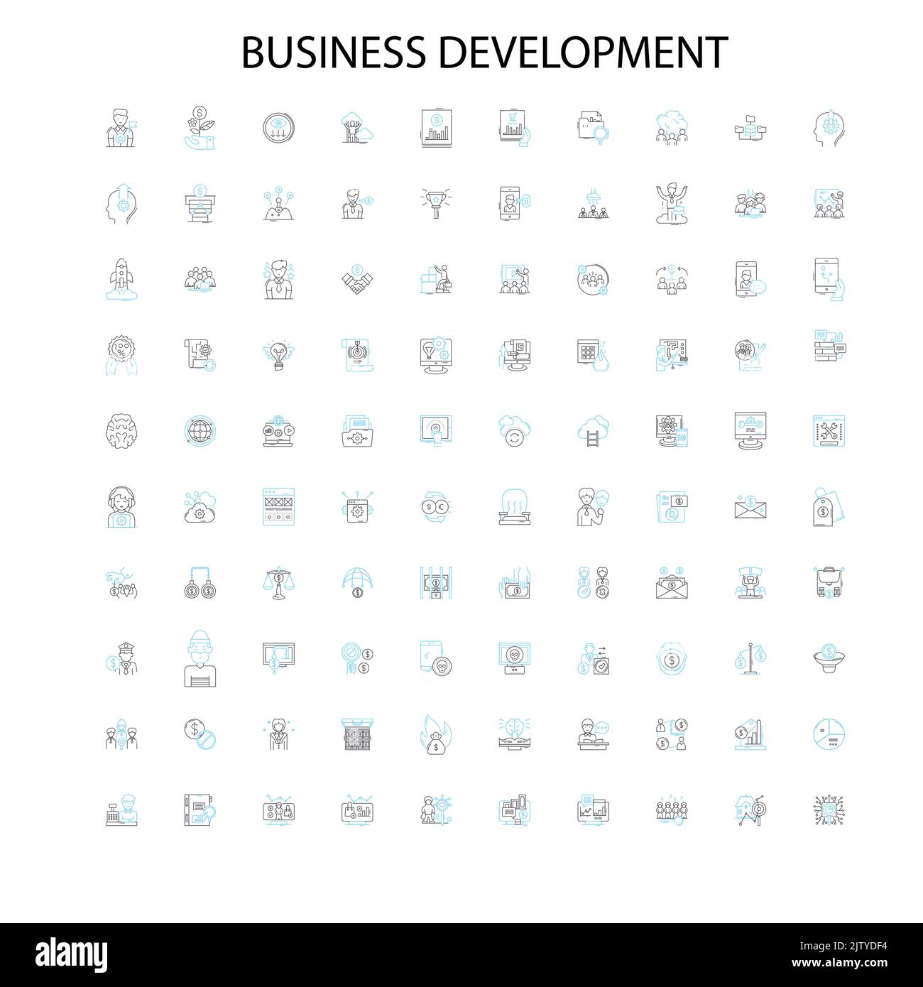 business development icons, signs, outline symbols, concept linear illustration line collection Stock Vector