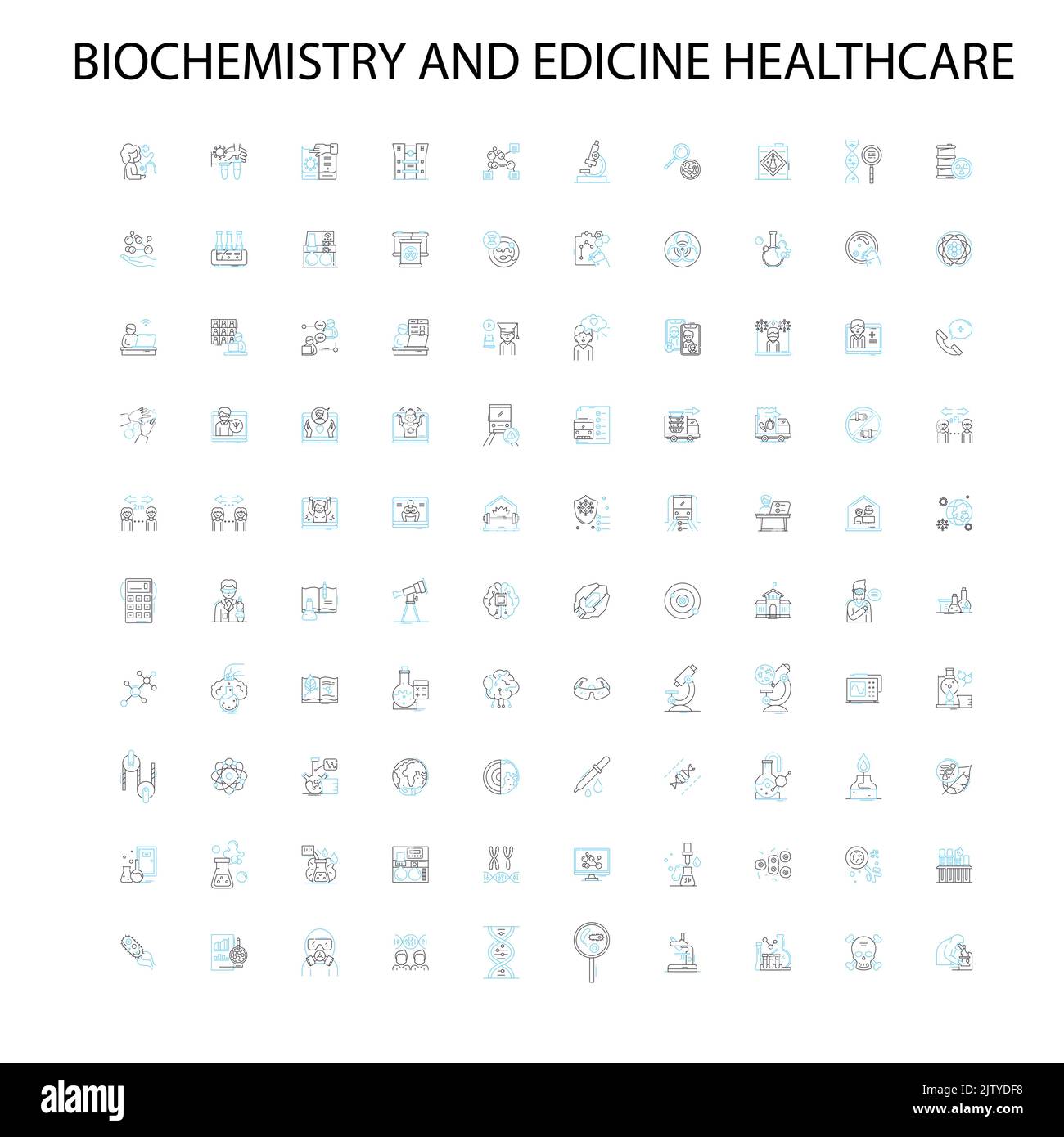 biochemistry and edicine healthcare icons, signs, outline symbols, concept linear illustration line collection Stock Vector