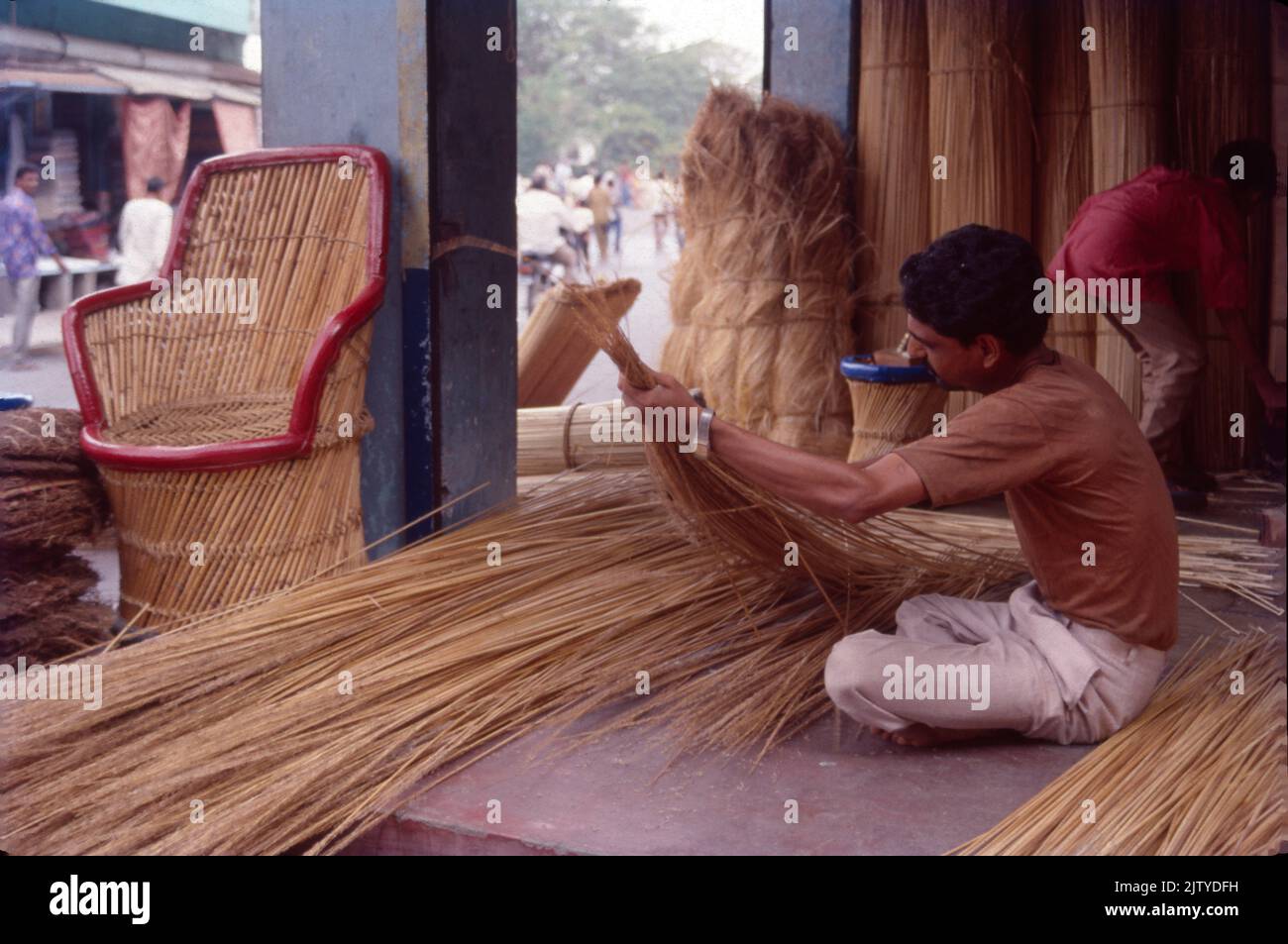 Cane Work, Cane Chair Making, India Stock Photo Alamy