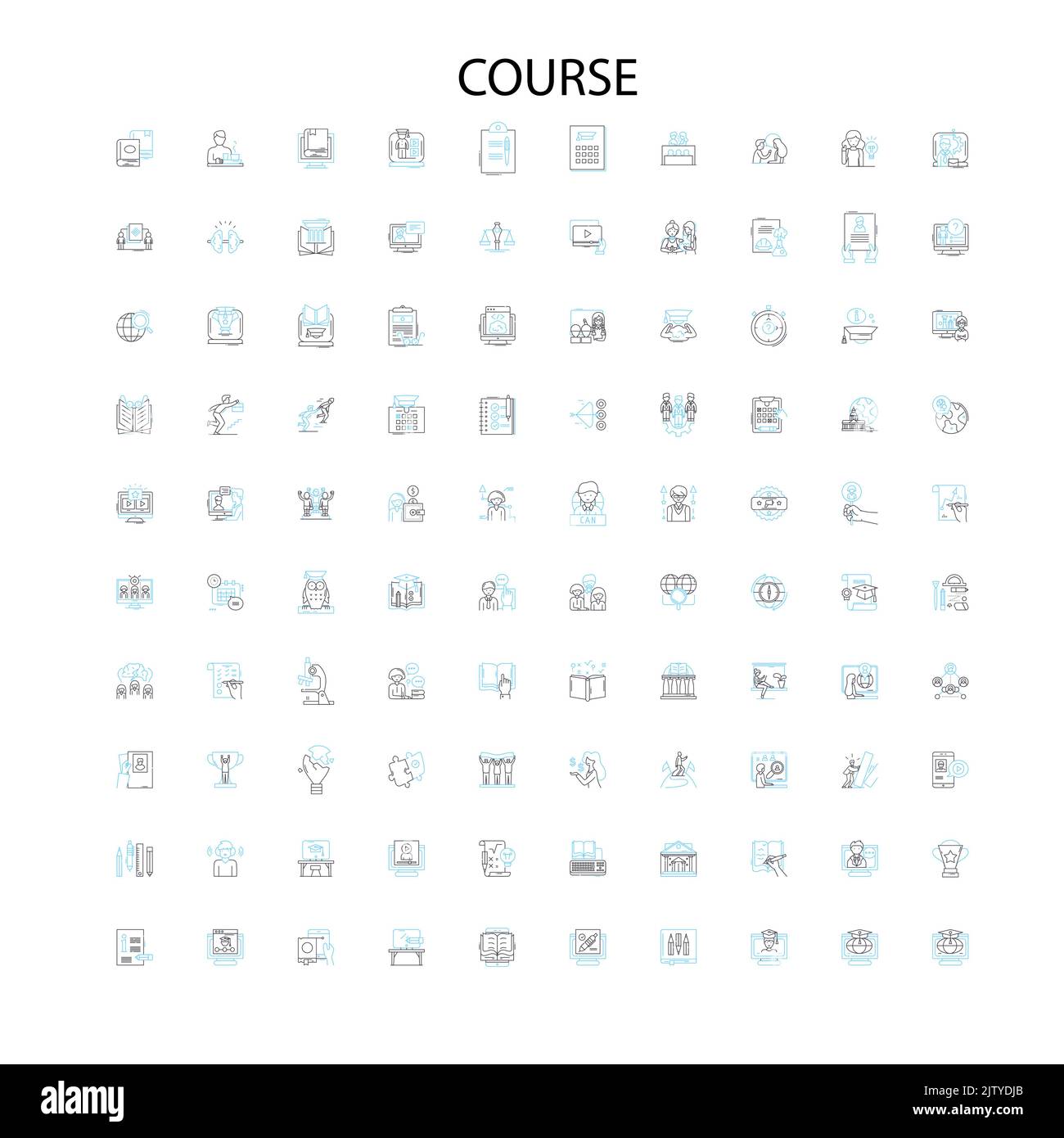 course icons, signs, outline symbols, concept linear illustration line collection Stock Vector