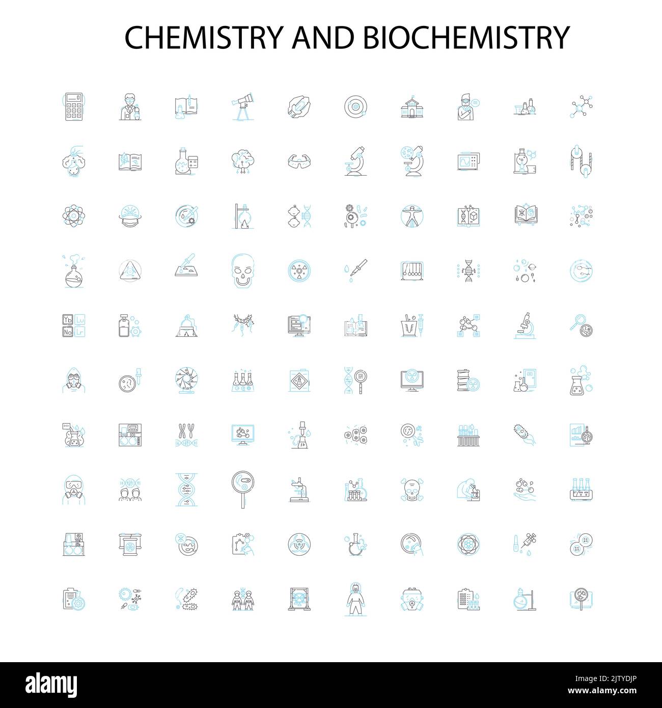 chemistry and biochemistry icons, signs, outline symbols, concept