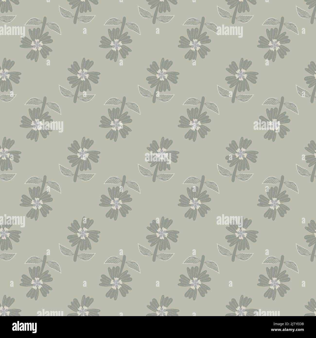 Wild meadow flower seamless vector pattern background. Modern style ...