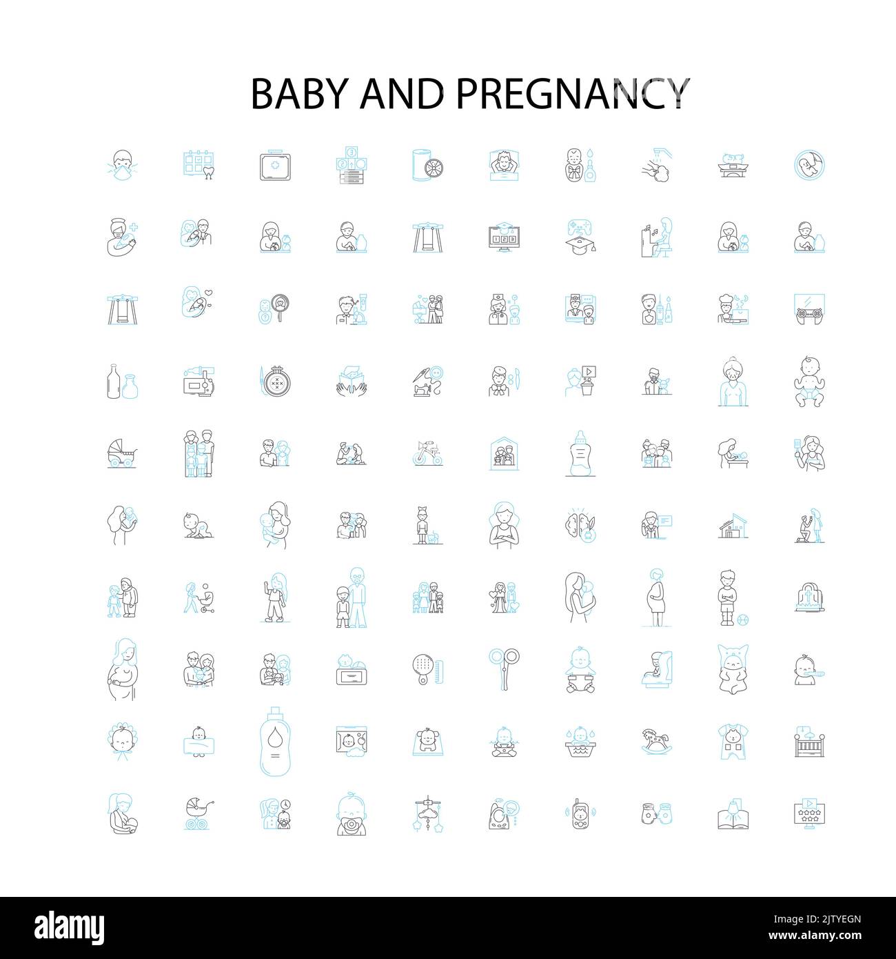 baby and pregnancy icons, signs, outline symbols, concept linear illustration line collection Stock Vector