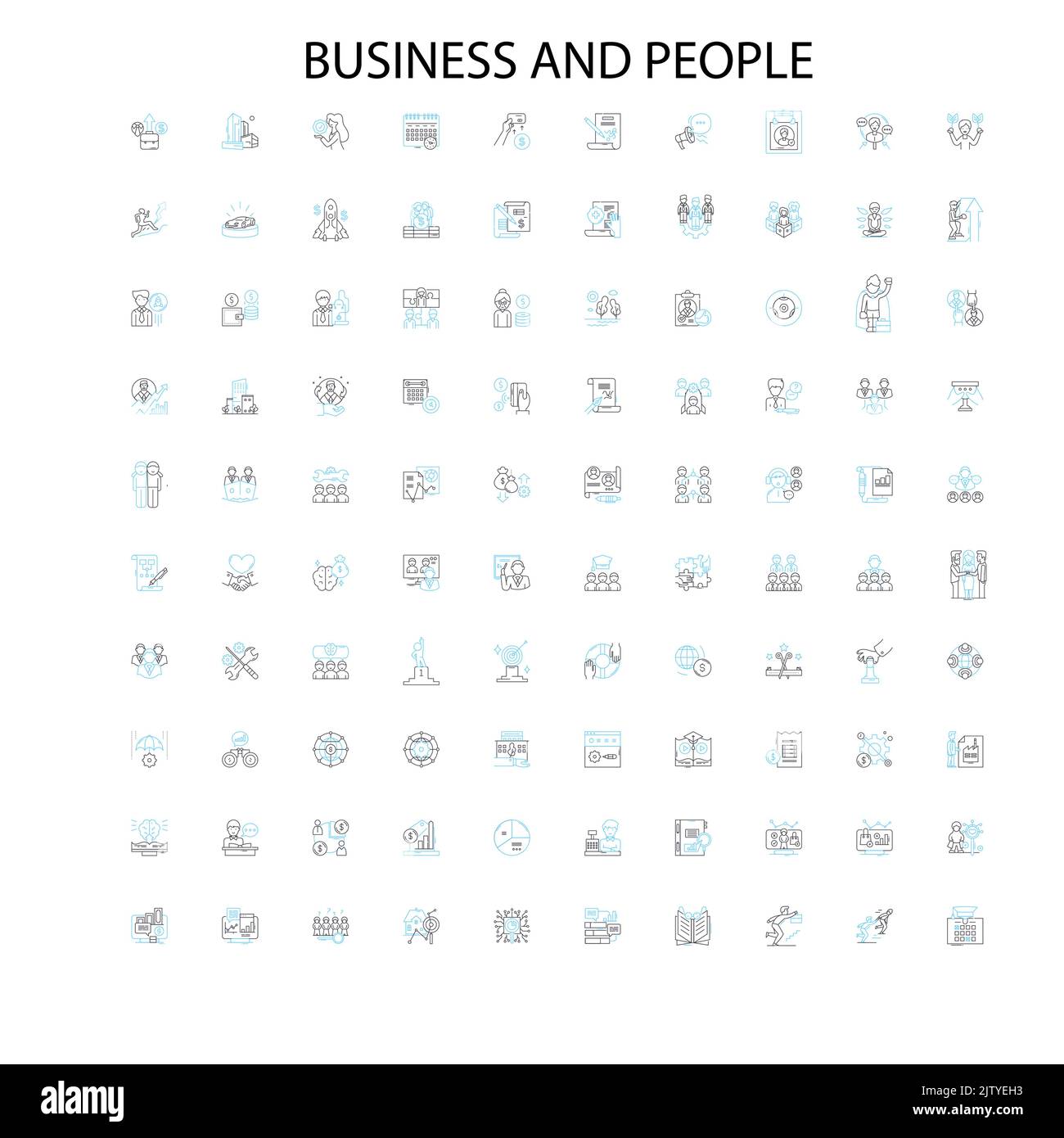 business and people icons, signs, outline symbols, concept linear illustration line collection Stock Vector
