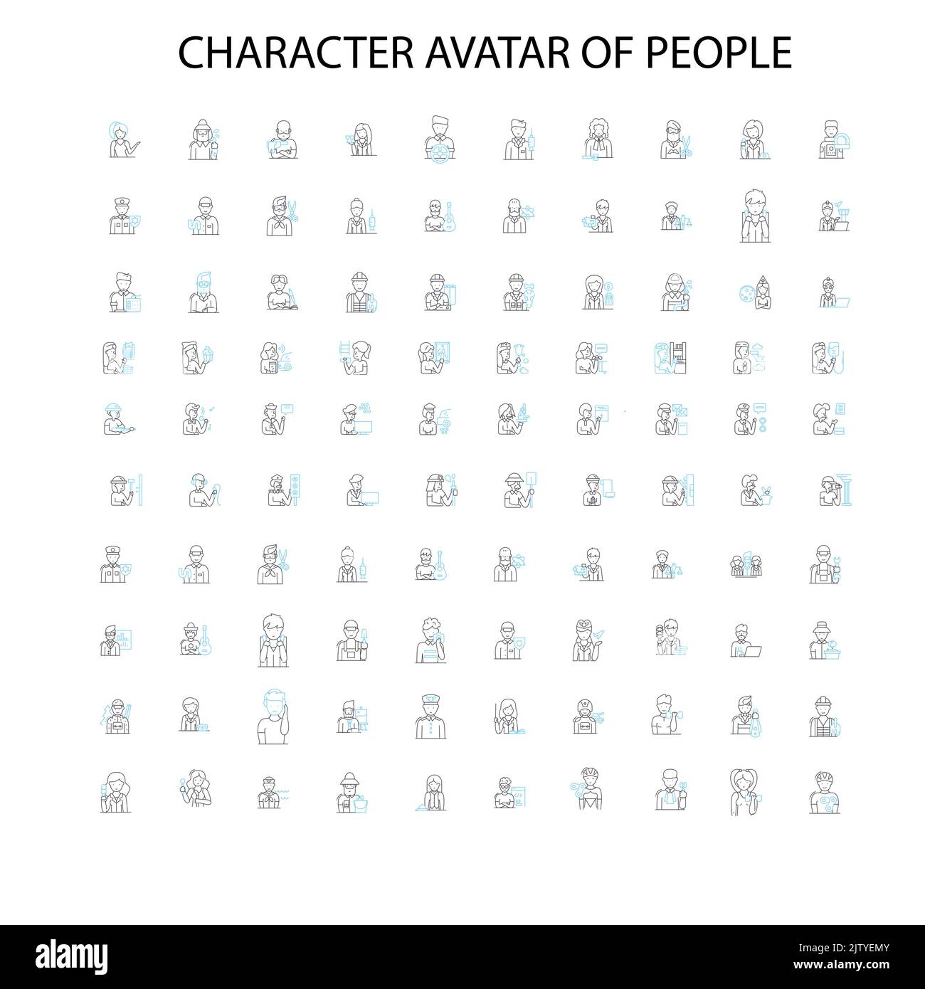 character avatar of people icons, signs, outline symbols, concept linear illustration line collection Stock Vector