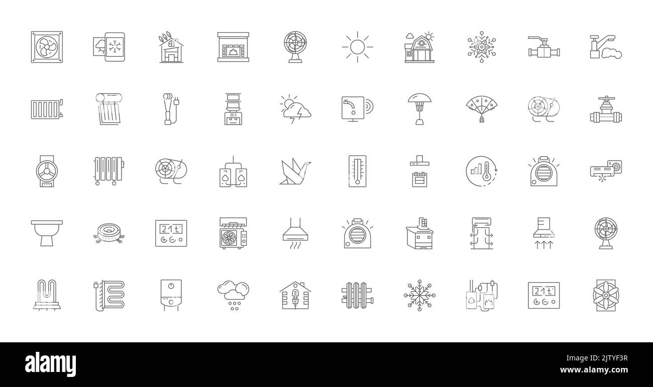 Air conditioning ideas, linear icons, line signs set, vector collection Stock Vector